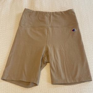 Columbia Beige Tan Cotton Spandex Bike Shorts Athleisure High Rise